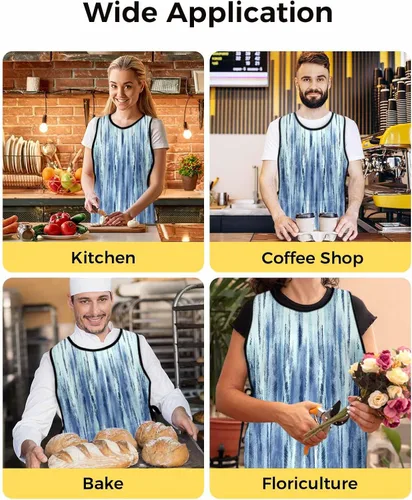 Vista 6 de Painting Brush Unisex Cobbler Apron with 2 Pockets Vest, Cleaning Smock Apron for Work Chef Kitchen - 1 Pack