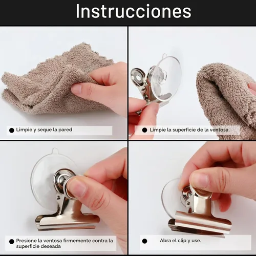 Vista 5 de Soporte redondo de plástico con clip de ventosa para colgar accesorios de oficina en casa (8)