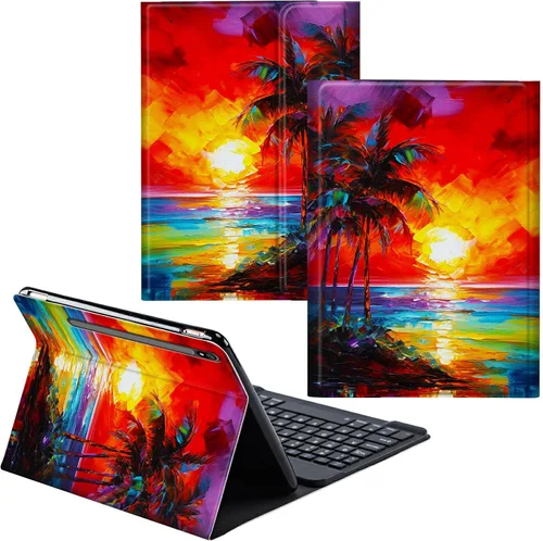 Vista 75 de Funda para Samsung Galaxy Tab S6 Lite 2022/2020 Teclado inalámbrico desmontable y cubierta de cuero PU Funda protectora para tableta para Samsung