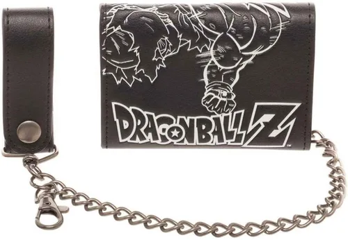 Vista 3 de Dragon Ball Z Cartera Super Saiyan Line Art Logo con cadena Oficial Negro Anime
