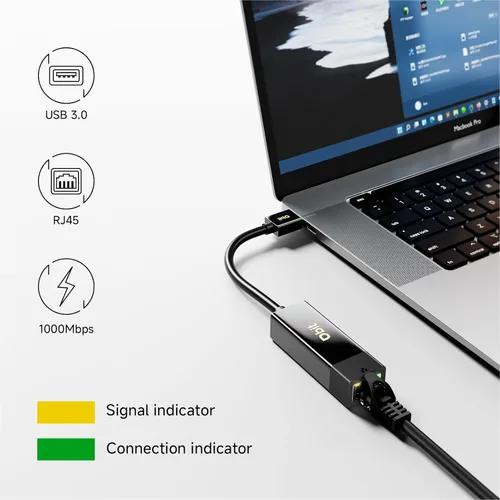 Vista 3 de DBIT Adaptador de red LAN USB 3.0 a Gigabit Ethernet, adaptador de Internet RJ45 compatible con MacBook, PC portátil con Windows, XP, Vista, Mac
