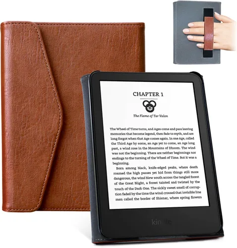 Vista 12 de CoBak Funda prémium para Kindle Paperwhite y Kindle Colorsoft de 7 pulgadas y Hanvon con correa de mano, encendido y apagado automático, elegante