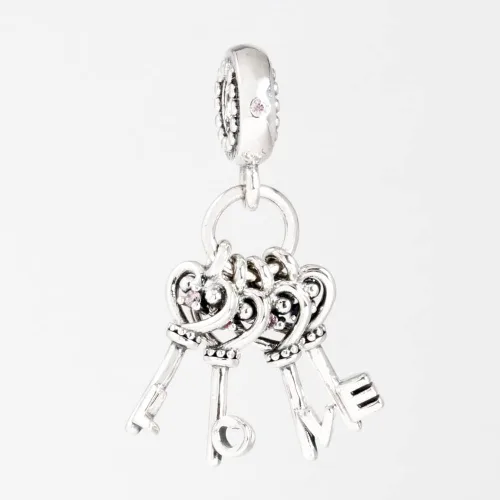 Vista 6 de Keys of Love - Colgante de plata de ley 925 con dije de cristal y circonita cúbica, cuentas de joyería, regalos para mujer, pulsera y collar A0250