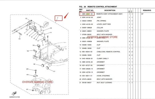 Vista 5 de OVERSEE 66M-48501-00 Kit de control remoto para Yamaha fuera de borda F9.9 F15 Parsun Hidea SeaPro HDX F15 F20