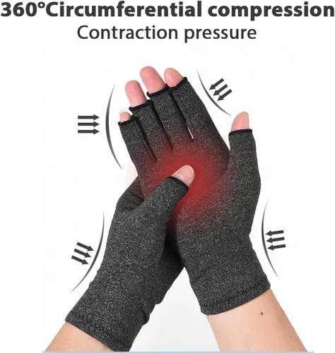 Vista 2 de Guantes de compresión sin dedos para artritis - Alivia el túnel carpiano, reumatoide, tendinitis