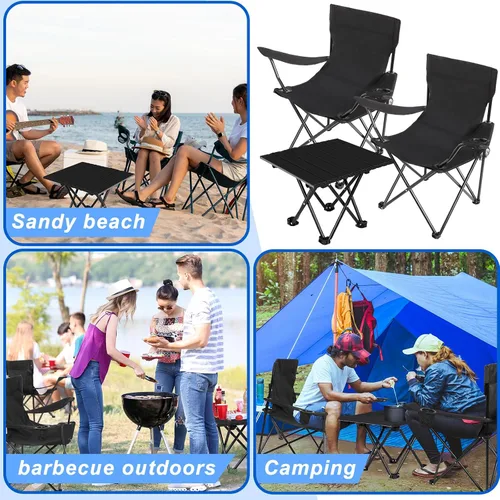Vista 5 de Silla de camping portátil para adultos, silla plegable de tela Oxford para exteriores, resistente, plegable, ligera, con soporte para tazas de malla