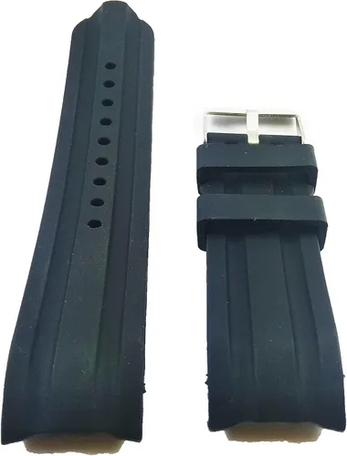 Vista 4 de G24 - Correa de reloj de buceo con extremo curvo de goma de silicona negra de 0.945 in
