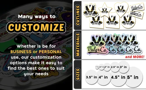 Vista 7 de VulgrCo Calcomanías personalizadas de corte individual, divertidas, negocios, bodas, cumpleaños, regalos, impermeables, respuesta rápida, resistente