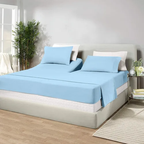 Vista 63 de Juego de sábanas de algodón de 600 hilos tamaño Queen dividido para base de cama ajustable, juego de sábanas de 4 piezas con bolsillo profundo