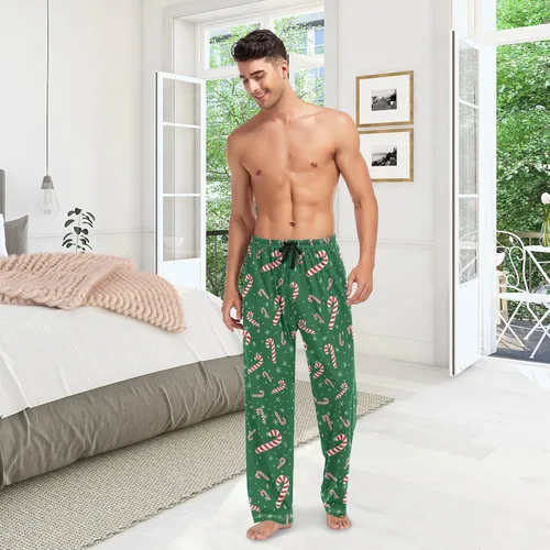 Vista 3 de Aslsiy Lizards Green - Pantalones de pijama para hombre, pantalones suaves separados para hombre, pantalones de descanso