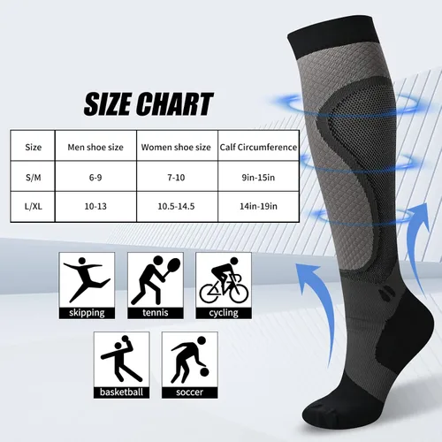 Vista 2 de COOVAN Calcetines de compresión para hombres y mujeres de 20 a 30 mmHg, medias de compresión altas para correr