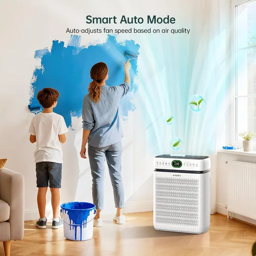 Vista 11 de Purificadores de aire para el hogar, habitación grande de hasta 3500 pies cuadrados con filtros lavables, HEPA de doble cara con pantalla PM 2.5