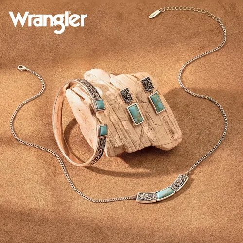 Vista 2 de Montana West Pulsera de Puño Wrangler para Mujeres Occidental Turquesa Ajustable Brazalete Abierto Plateado Tallado Floral Vaquera Joyería Country