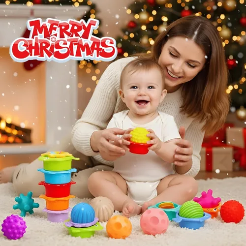 Vista 3 de Pelotas sensoriales para bebés y niños, juguetes Montessori suaves para bebés de 6 a 12 meses, juguetes sensoriales para bebés y niños pequeños