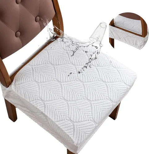 Vista 27 de Fundas de asiento para silla de comedor, extraíbles y lavables, juego de 2, fundas de cojín de asiento de silla de jacquard, protectores
