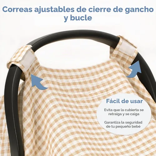 Vista 5 de SERAPHY Fundas de asiento de automóvil 100% muselina de algodón para bebés, funda universal para asiento de automóvil de bebé, cubierta de asiento