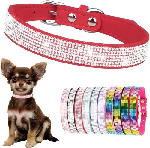 Vista 11 de Hotlion Collar de Perro con Diamantes de Imitación y Cristales, Collar Bonito y Deslumbrante de Cuerpo de Diamante para Cachorros, Gatito, Mascotas