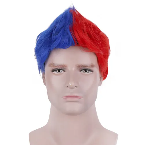 Vista 17 de Peluca corta BERON para hombre y chico, para fiesta temática, peluca con gorro de peluca Marrón claro