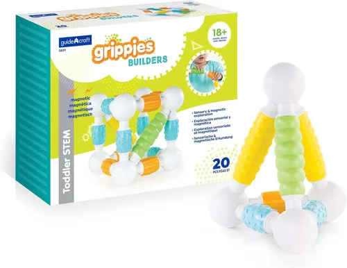 Vista 10 de Guidecraft Grippies Windows - Juego de 16 piezas, juguete magnético de construcción de agarre suave para niños pequeños