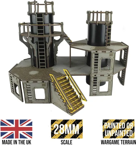 Vista 2 de War World Gaming Industry of War Refinery 1 – Prepintado – 1.102 in Sci-Fi Wargaming Terrain Modelo Diorama Scenery Sci-Fi Batalla Mesa Guerra