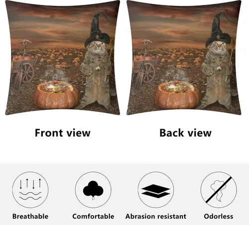 Vista 5 de POPCUSTOMS Fundas de almohada personalizadas de Halloween con fotos impresas de dos lados, fundas de almohada personalizadas, regalos para sofá