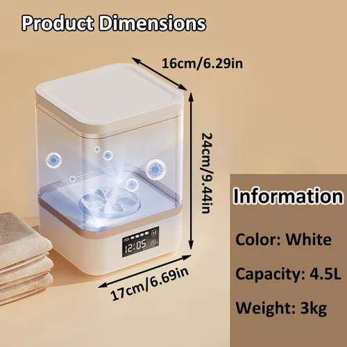 Vista 2 de Lavadora totalmente automática con lavadora y secadora integradas, mini lavadora portátil con pantalla LCD inteligente, perfecta para apartamentos