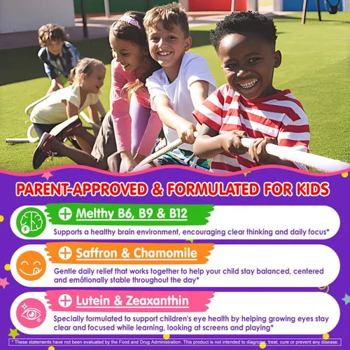 Vista 5 de Gomitas cerebrales para niños, suplemento de enfoque con hongo melena de leones, vitaminas cerebrales