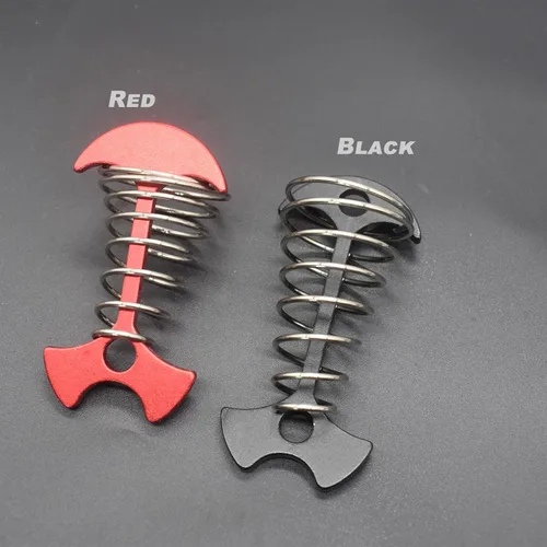 Vista 5 de Juego de 8 clavijas de anclaje de aleación de aluminio de 2.6 pulgadas para tienda de campaña, estacas de anclaje con cuerda de resorte, hebilla