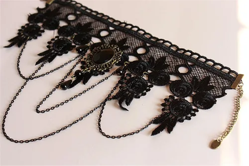 Vista 6 de Máscara veneciana negra con elegante collar gótico de encaje de princesa vintage, paquete de 2
