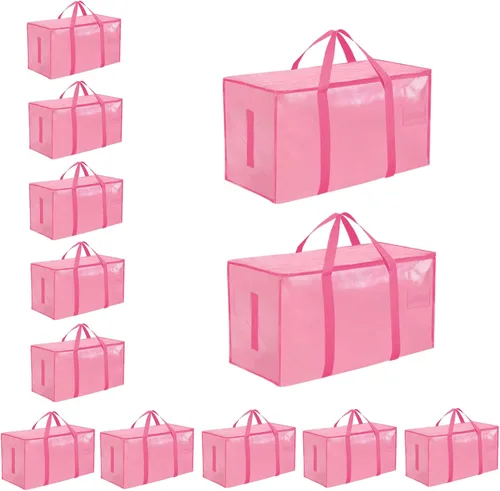 Vista 47 de Paquete de 4 bolsas de mudanza extra grandes y resistentes, bolsas de almacenamiento impermeables con asas y cremalleras, plegables para dormitorio