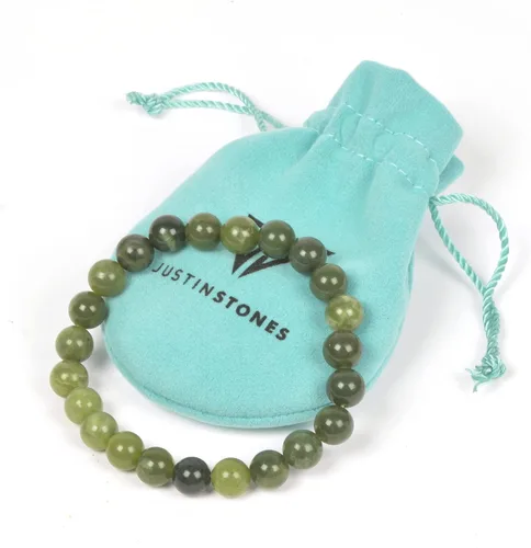Vista 4 de Justinstones Pulsera elástica de cuentas redondas de 0.315 in con gemas semipreciosas, unisex, 7 pulgadas