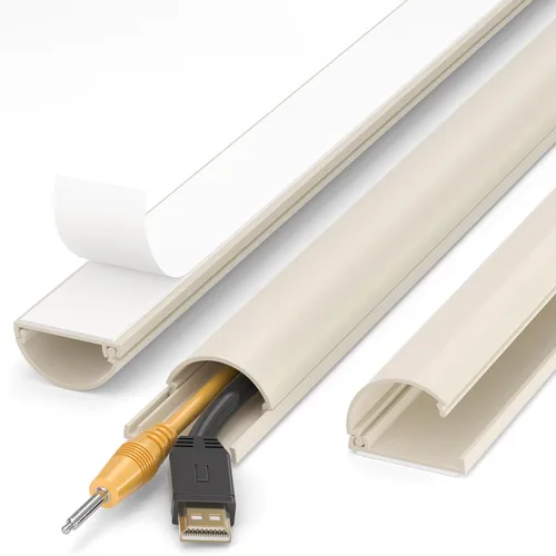 Vista 20 de ZhiYo Cable Hider de 34 pulgadas, para 2-4 cables, cubiertas de cable para montaje en pared, cubierta de cable, pared, canaleta de cable blanco, 2 x