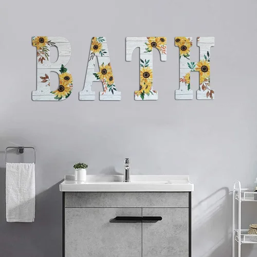 Vista 4 de COLLECTIVE HOME - Letras de madera de 12 pulgadas para decoración de pared, letrero rústico de pared, letreros decorativos para colgar, número