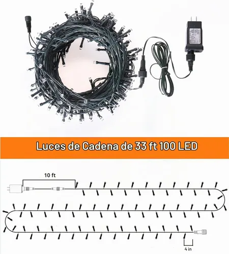 Vista 6 de Blingstar - Luces de Navidad de Cadena de Luces de Color, 33 pies, 100 LED, impermeables, multicolor, luces parpadeantes de 8 modos, 30 V