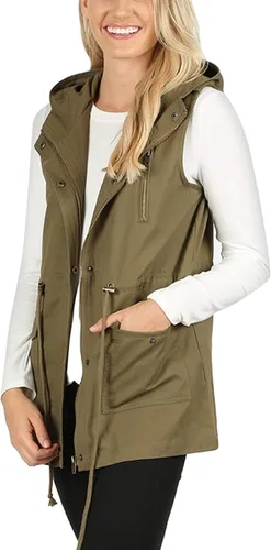 Vista 7 de KOGMO Chaleco militar Anorak con capucha para mujer, con cremallera, talla de EE. UU. (S-XL)