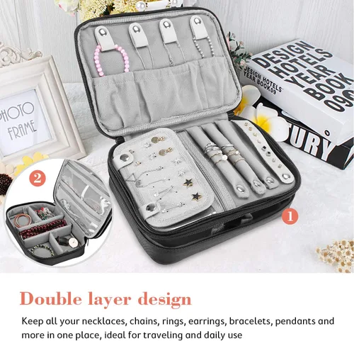 Vista 2 de ProCase Paquete de joyas de viaje con soporte organizador de joyas de 6 niveles