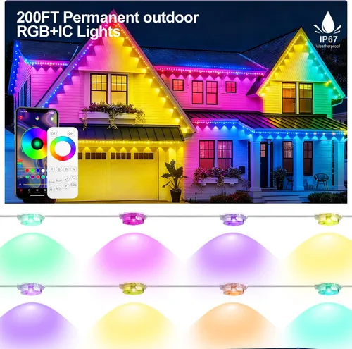 Vista 12 de Tira de luces LED COB de 20 pies RGB Smart IC, IP67 impermeable al aire libre, regulable