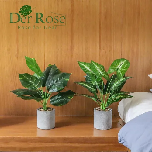 Vista 4 de Der Rose Paquete de 2 plantas falsas de interior de 16 pulgadas