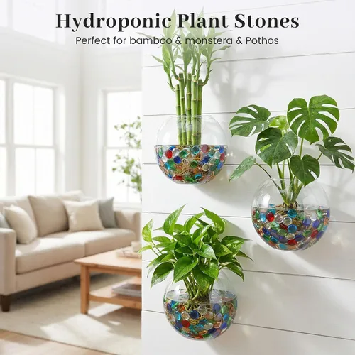 Vista 4 de FUTUREPLUSX - 80 mini canicas de vidrio planas, cuentas de relleno de jarrón de 0.5 pulgadas Guijarros decorativos de cristal, rocas, pecera