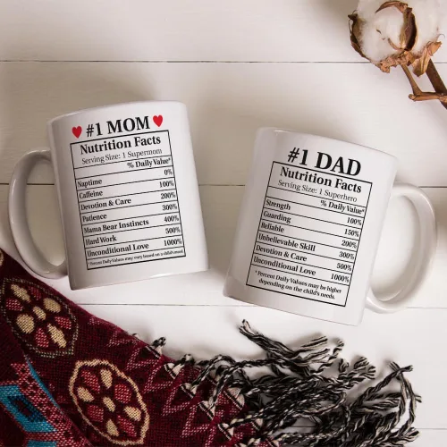 Vista 2 de Fatbaby Tazas de café para papá y mamá, regalos del día del padre para mamá y papá, regalo de San Valentín, Navidad, baby shower, para nuevos