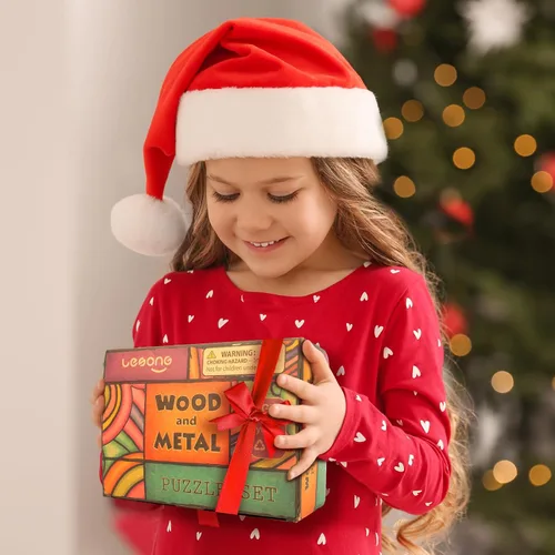 Vista 6 de Rompecabezas de metal de madera, regalos de Pascua para niños y adolescentes, rompecabezas de cerebro desenredado de eslabones de hierro, juego