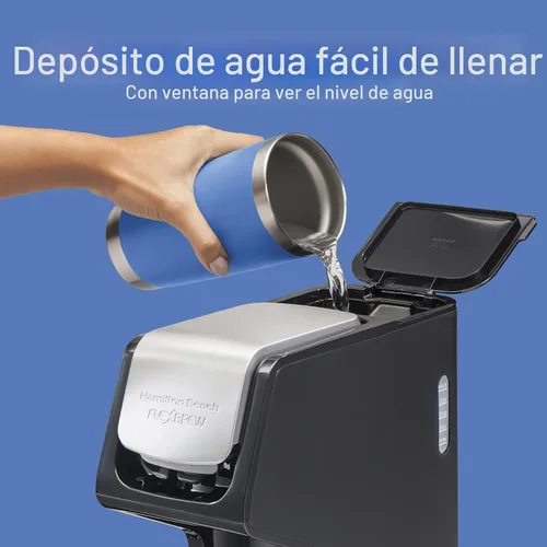 Vista 6 de Cafetera Hamilton Beach FlexBrew de servicio individual, máquina de café compatible con paquetes de cápsulas y café molido, negra Next Gen (49900)