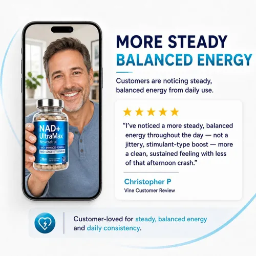 Vista 5 de UltraMax NAD+ Suplemento con resveratrol – Ribosida de nicotinamida (NR), quercetina y fenogreco de alta resistencia, 30 porciones Energía celular