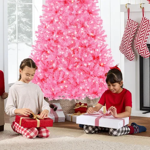 Vista 91 de Best Choice Products Árbol de Navidad azul bebé preiluminado de 6 pies, decoración navideña artificial completa con 947 puntas de rama, 250 luces