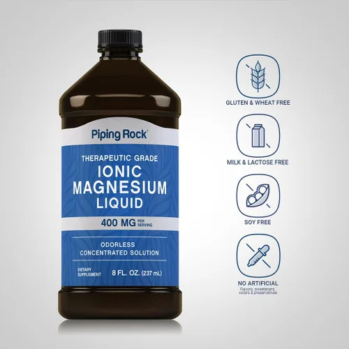 Vista 3 de Piping Rock Magnesio iónico líquido 400 mg 8 oz Sin sabor Suplemento sin OMG, sin gluten