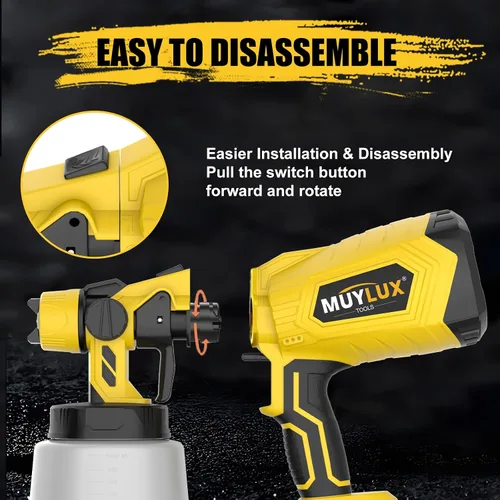 Vista 4 de Pulverizador de pintura, pistola de pulverización HVLP de 800 W con 5 boquillas y 3 patrones, pulverizadores de pintura eléctricos para pintura