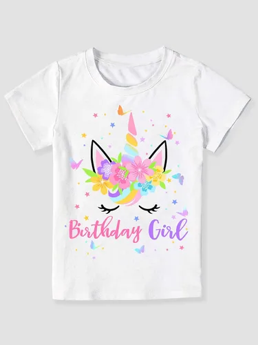 Vista 6 de Doctor Unicorn Conjunto de cumpleaños para niñas, vestido con falda de tutú, camiseta de unicornio, diadema y banda de satén