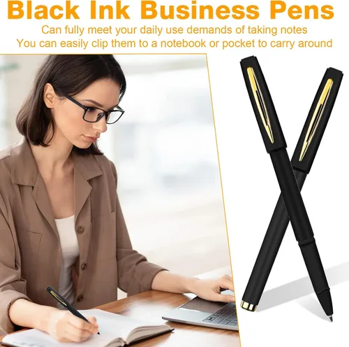 Vista 6 de Outus 60 bolígrafos de tinta de gel negra a granel de 0.020 in, bolígrafo negro a granel de punta ultra fina, bolígrafos de gel para oficina