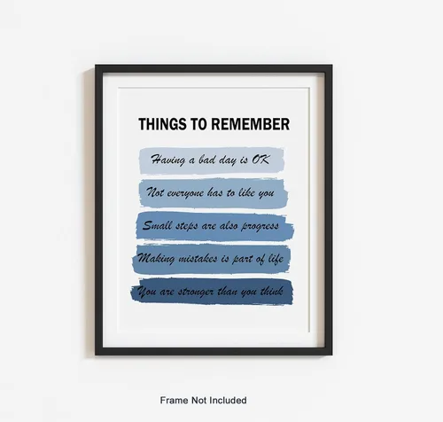Vista 6 de Arte de pared Things To Remember - Decoración de pared con citas positivas, regalos inspiradores de estímulo, póster edificante para oficina en Azul