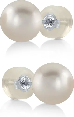 Vista 16 de THE PEARL SOURCE White Japanese Akoya Pearl Stud Earrings for Women – Genuine Cultured Pearls, Hypoallergenic Jewelry with Secure 14k Gold Backing
